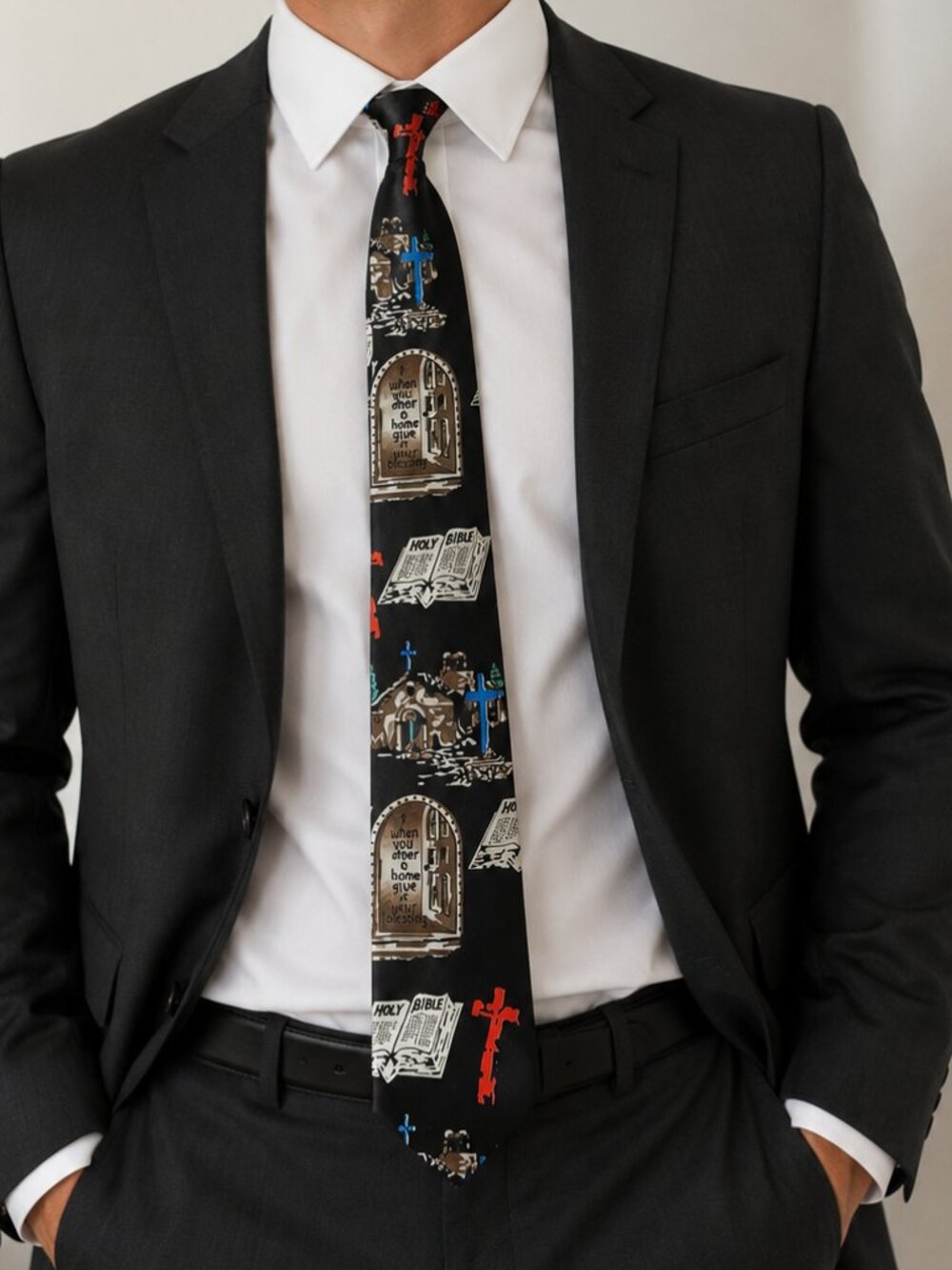 Herun Handmade Holy Bible Novelty Tie 58” Christian Men’s Necktie